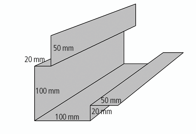 Hjørne hatteprofil til VP 20 og VP Sinus 18/76 Længde 2500 mm
