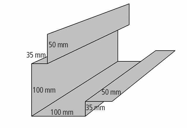 Hjørne hatteprofil til VP 35/115 og VP Sinus 35/143 Længde 2500 mm