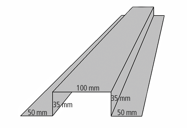 Hatteprofil til VP 35/115 og VP Sinus 35/143 Længde 2500 mm