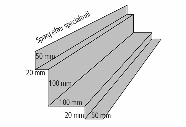 Indv. hatteprofil til VP 20 og VP Sinus 18/76 Længde 2500 mm