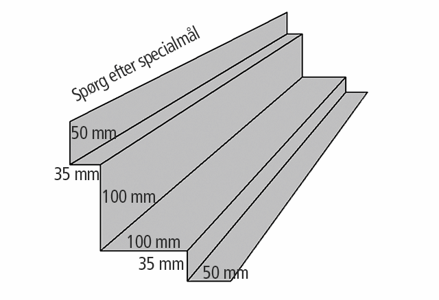 Indv. hatteprofil til VP 35/115 og VP Sinus 35/143 Længde 2500 mm
